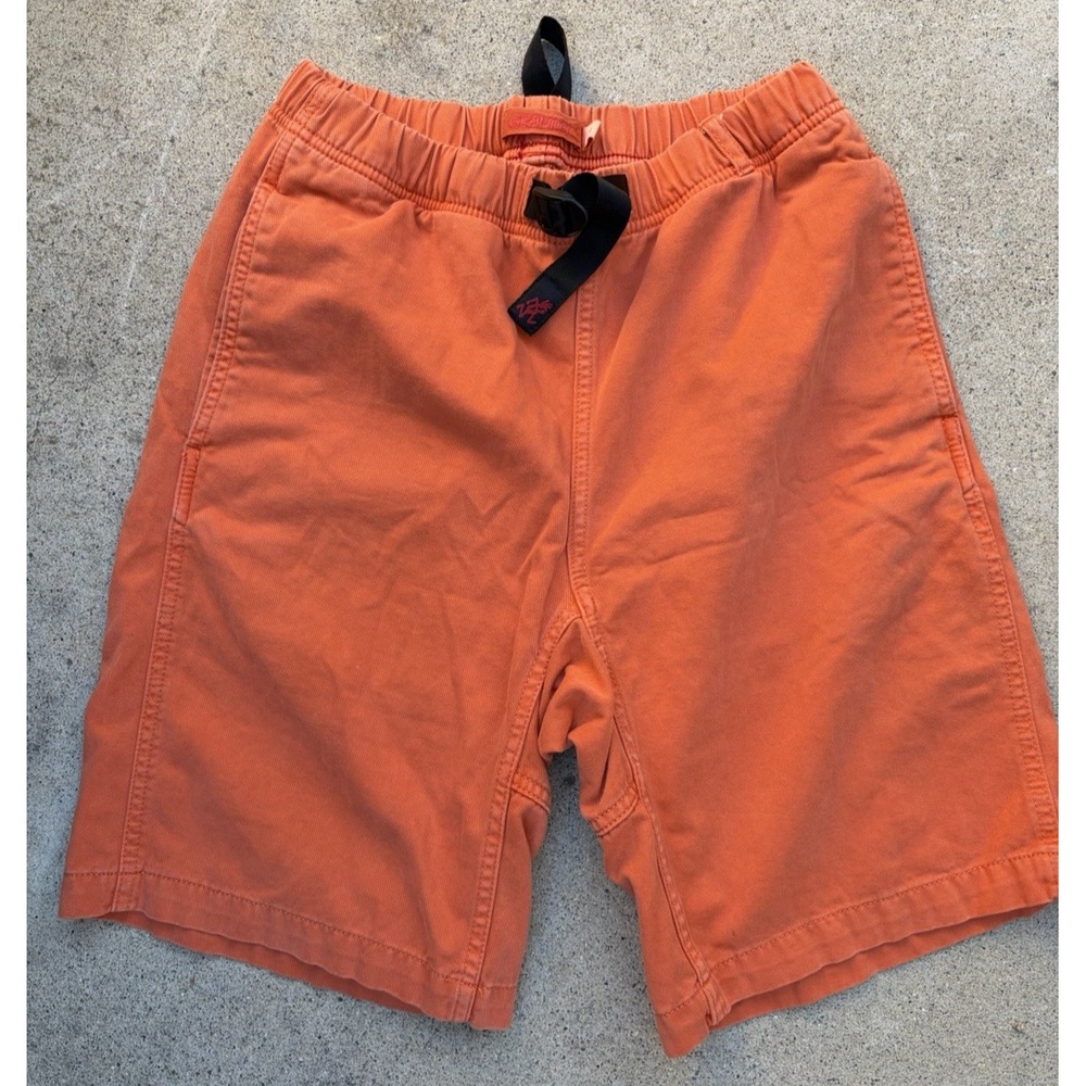 Men's Gramicci Shorts Orange S Climb Hike Cotton Bouldering Stretch Belted